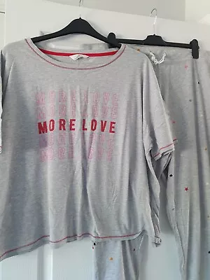 Buy Marks & Spencer Cute Grey More Love Pyjama Set Size 22 • 5.99£