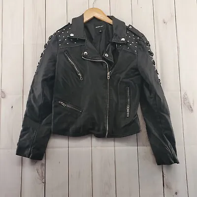 Buy MEMBERS ONLY Jacket Womens Small Asymmetrical Zip Faux Leather Moto Black • 29.83£