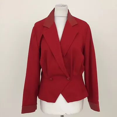 Buy Michel Ambers Women's Jacket Size UK 12 Red Leather Lined Used F1 • 9.99£