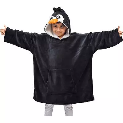 Buy Kids Girls Boys Oversized Hoodie Penguin Snuggle World Book Day Soft Blanket • 7.99£