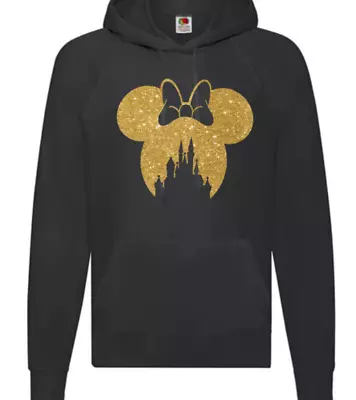 Buy Minnie Castle Head Hoodie Ladies Disney Hoodie Travel Gift Xmas Gold Glitter  • 20.49£