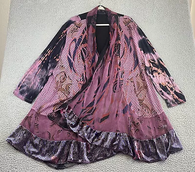 Buy The Pyramid Collection Jacket Velvet Duster Funky Flowy Art-to-Wear Boho Plus 3X • 54.93£