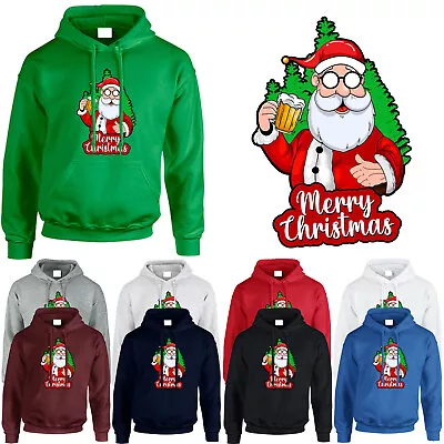 Buy Beer Christmas Santa Mens Hoodie Xmas Santa Party Tree Elf Novelty Gift Hoody • 16.99£