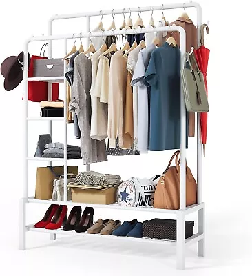 Buy Heavy Duty Double Clothes Rail 120KG Load Clothes Rack For Bedroom Open Wardrobe • 37.99£