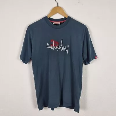 Buy Vintage Quicksilver T Shirt Mens Small Grey Embroidered Spellout Surf Y2K Casual • 14.95£
