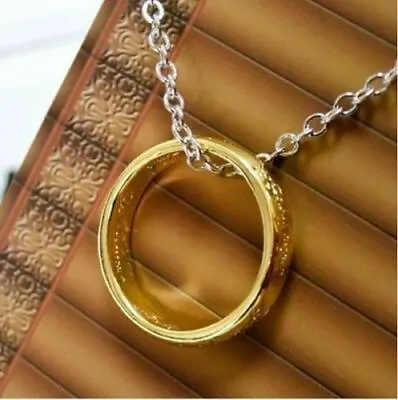 Buy Lord Of The Rings LOTR Hobbit Gold Necklace Ring Amulet Pendant Stocking Filler • 4.95£