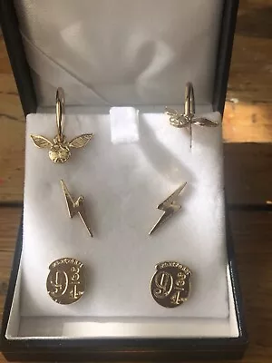 Buy 3 Pairs! New Official Warner Bros Harry Potter Bolt, Snitch & Platform Earrings • 8.99£