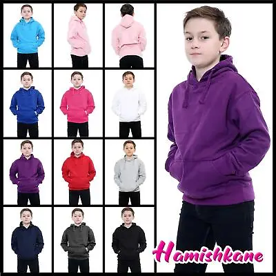 Buy Kids Hoodie Fleece Jumper Girls Boys Hooded Pullover Unisex Warm Sweatshirt Top • 9.82£