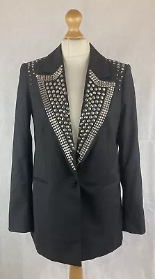 Buy H&M Women’s Black Silver Studded Single Breasted Blazer Jacket UK14 110 • 24.99£