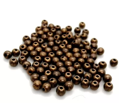 Buy Heavy Metal Round Bead 3mm - Antique Copper - Pack Of 50 • 1.25£