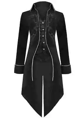 Buy Men Steampunk Coat Black SML Gothic Jacket Frock Coat Medieval Victorian Coat UK • 14.99£