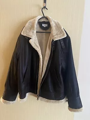 Buy Vintage Leather Dark Brown Aviator Jacket Size 14/16 Mens M/L  • 30£