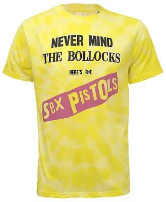 Buy Sex Pistols T Shirt Official Never Mind The Bollocks Dip Dye Yellow Punk Album • 16.95£