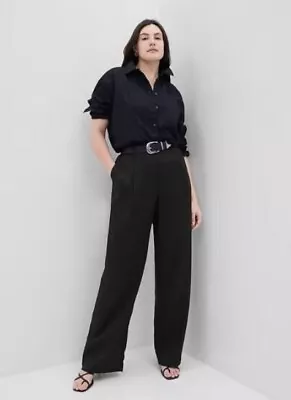 Buy GAP 90s Pleated BOHO Black TENCEL Loose Straight SOFT Dressy Y2k Trouser Size 18 • 38.22£