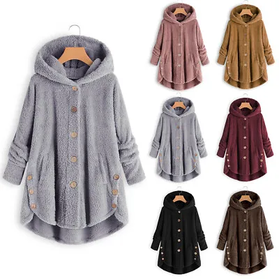 Buy Womens Fleece Winter Warm Hooded Coat Ladies Teddy Bear Fluffy Jacket Plus Size • 4.99£