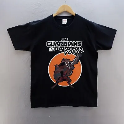 Buy Guardians Of The Galaxy 2 T Shirt Medium Black Graphic Print Rocky Short Sleeve • 8.09£