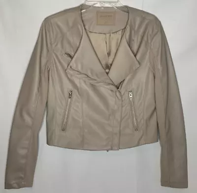 Buy Blank NYC Faux Leather Moto Jacket Women Medium Tan Fitted Lined Asymetrical Zip • 31.14£