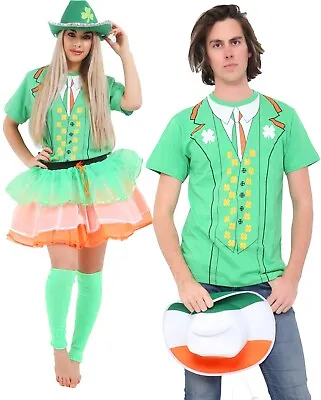 Buy New Green Printed Irish St Patrick's Day Adults T- Shirt Fancy Dress Shirts • 7.20£