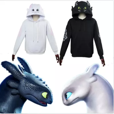 Buy Adult Dragon Toothless & White Furry Pullover Hoodie Cosplay Sweatshirt Coat • 35.88£