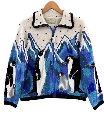 Buy Vintage Design Options By Philip & Jane Gordon Ice Penguin Sweater Womens Size M • 23.68£