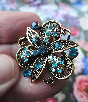 Buy Pre-Owned Victorian Style Gothic Brooch Vampire Costume Jewellery Blue Crystals • 6.99£