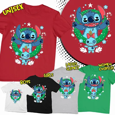 Buy Unique Lilo And Stitch Santa Gift Ideas Funny Family Christmas T Shirt #MC#390 • 8.59£