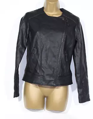 Buy TU Pleather Faux Leather Jacket 8 Black  Motorbike Style Biker Womens • 14.99£