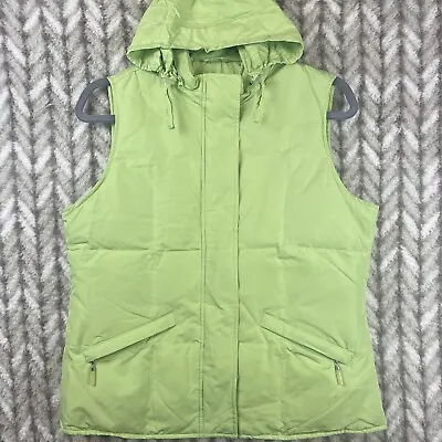 Buy Womens Small Green Talbots Sleevless Vest W/ Hoodie & Pockets Goose Down Feather • 26.01£