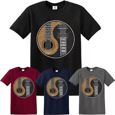 Buy Yin Yang Guitar Mens T-Shirt Yinyang Rock Metal Band Music Goth Tshirt Gift Top • 11.99£