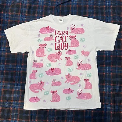 Buy Vtg Rel-e-vant Products Women One Size All Over Cat Kitten Crazy Cat Lady Tshirt • 192.14£