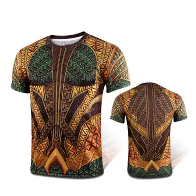 Buy Aquaman T-Shirt Superhero Arthur Curry Cosplay Costume Omni-Dry Short Sleeve Tee • 13.19£