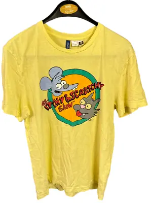 Buy The Itchy And Scratchy Show The Simpsons Yellow T Shirt - SMALL • 29.99£