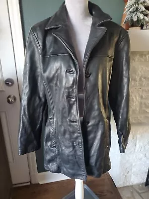 Buy Womens Small Black Wilsons Leather Fitted Long Jacket 90s Matrix Gothic  • 38.01£
