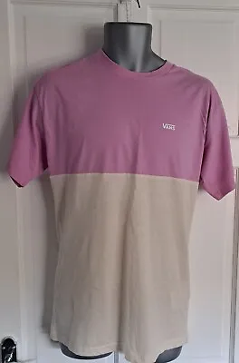 Buy VANS Men’s Pink Cream Print Logo T-Shirt Size Medium Round Neck Summer Fashion • 9.95£