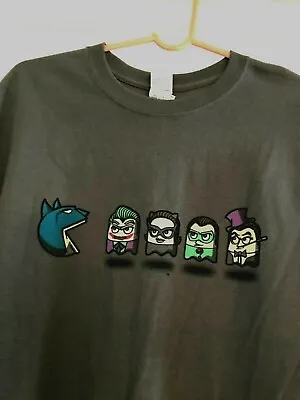 Buy Batman Vs Villains Pac-Man Parody T-shirt 2XL XXL Joker Riddler Rogues Gallery • 14.59£