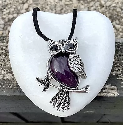 Buy Amethyst Owl Crystal Gemstone Pendant Necklace Jewellery Pagan Nature Mystic • 4.80£