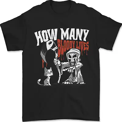 Buy Cat Grim Reaper And 9 Bloody Lives Funny Mens T-Shirt 100% Cotton • 7.99£