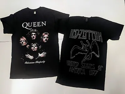 Buy 2 Classic Rock T Shirts Queen Bohemian Rhapsody Led Zeppelin '77 US Tour Size S  • 18.94£