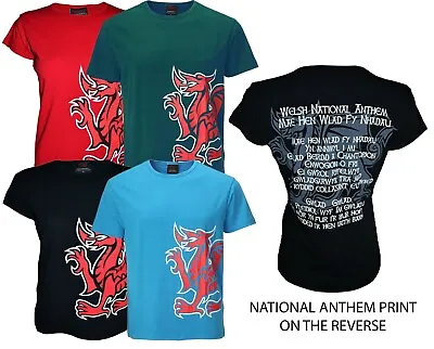 Buy New Men's Welsh Wales Cymru Dragon National Anthem Reverse Reg Fit T Shirt • 4.99£