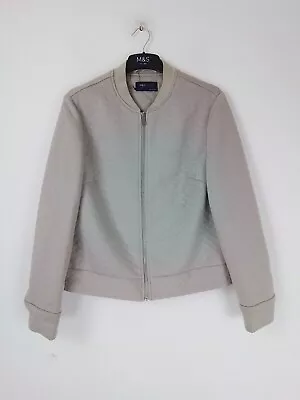 Buy Women's M&S Collection Relaxed Grey Bomber Jacket Beige BNWOT Size 14 • 9.99£