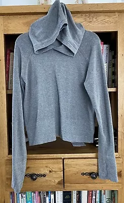 Buy Fine Knit Quality Cropped Hooded Jumper Sz 1 0/ Small Grey Long Sleeves • 7.99£