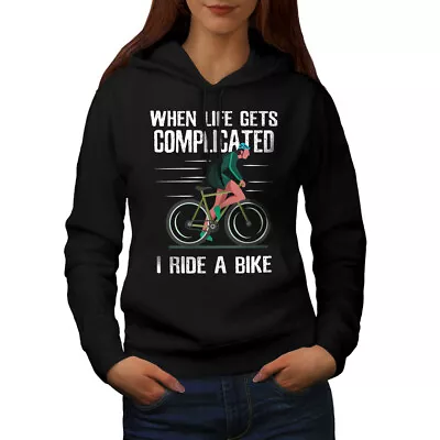Buy Wellcoda Complicated Life Womens Hoodie, Ride A Bike Casual Hooded Sweatshirt • 28.99£