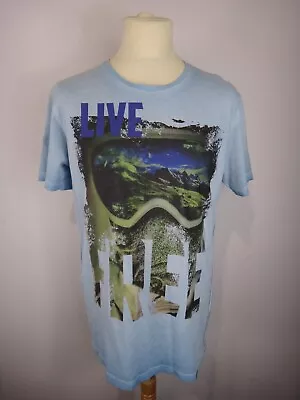 Buy Joe Browns T Shirt Mens Medium Blue Live Free Graphic Summer Holiday • 10.99£