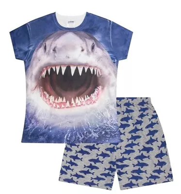 Buy Cool Boys Girls Shark 3D Short Pyjamas Print Pj 3-12 Years • 9.99£