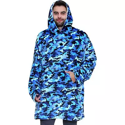 Buy Unisex Men's Ladies Oversized Hoodie Camo Blue Snuggle Super Soft Warm Blanket • 15.99£