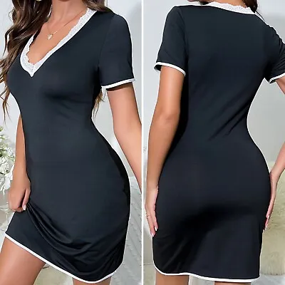 Buy Women Sexy Modal Nightgown Sleepwear Chemise Nightie Nightshirt Sleepdress US • 10.34£
