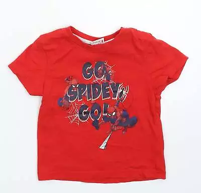 Buy Primark Boys Red Cotton Basic T-Shirt Size 2-3 Years Crew Neck Pullover - Spider • 2.75£