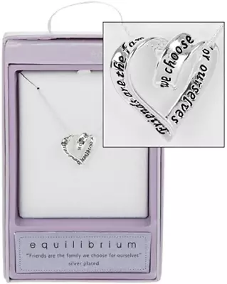 Buy Equilibrium Silver Plated Coiled Message Heart Necklace Friend • 21.78£