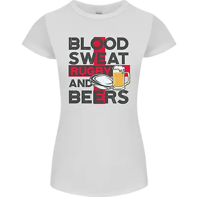 Buy Blood Sweat Rugby And Beers England Funny Womens Petite Cut T-Shirt • 9.49£