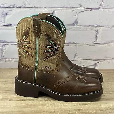 Buy NEW Justin Gypsy Nettie Brown Teal Western Boots Women's 7 Cowgirl Square Toe • 55.89£